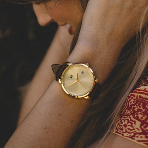 Gold/Brown Leather