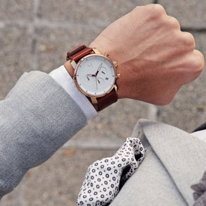 Chrono 40MM Rose Gold Natural Tan
