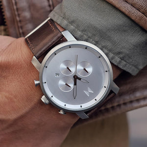 Chrono Silver Brown Leather