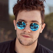 Load image into Gallery viewer, Icon Mirror Gold + Blue Lens Non-Polarized
